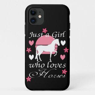 Funda Para iPhone 11 Sólo un Chica que ama los caballos en rosa Rosa