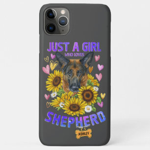 Funda Para iPhone 11 Pro Max Solo una chica linda ama al pastor alemán Girasole
