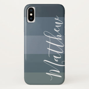 Funda Para iPhone X Sombras de la banda de sonido azul Nombre personal