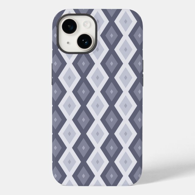 Funda De Case-Mate Para iPhone Sombras de patrón de diamante gris azul (Reverso )