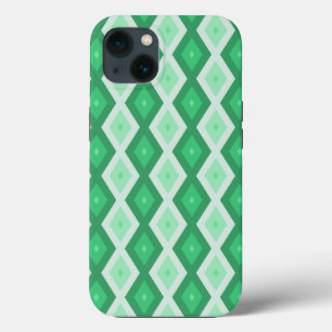 Funda Para iPhone 13 Sombras de patrón de diamante verde Funda-Mate iPh