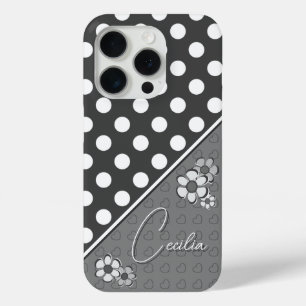 Funda Para iPhone 15 Pro Sombras De Plantilla Gris Para Su Nombre Puntos De