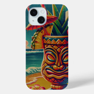 Funda Para iPhone 15 Sombrilla de bebida Tiki Tropical Vintage Fiesta L