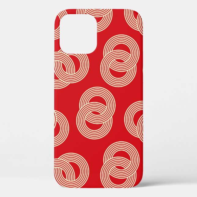 Funda De Case-Mate Para iPhone Sombrillas rojas, patrón de anillos a rayas interb (Reverso )