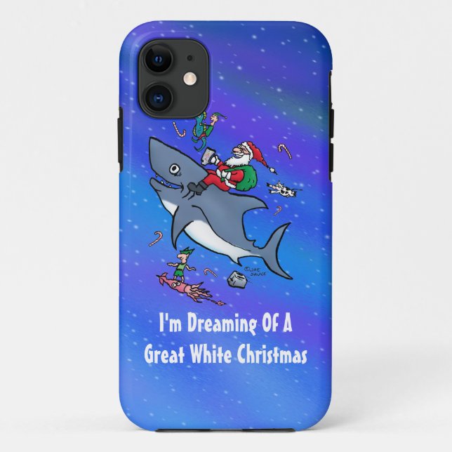 Funda De Case-Mate Para iPhone Soñando Con Un Gran Navidad Tiburón Blanco (Reverso)