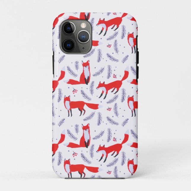 Funda De Case-Mate Para iPhone Sonriente Bosque de Woodland Greenery Red Fox (Reverso)