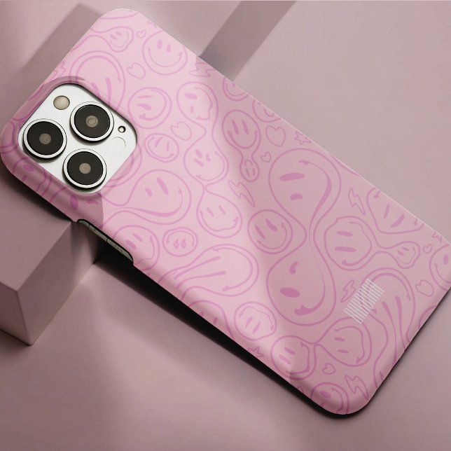 Funda De Case-Mate Para iPhone Sonriente patrón de cara sonriente retro groovy pa (Happy Groovy Retro Smile Face Pattern Pastel Pink Case-Mate iPhone Case
)