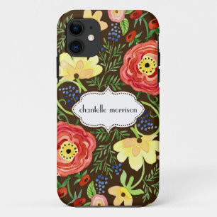 Funda Para iPhone 11 Soporte subió hoja floral moderna del ranúnculo de