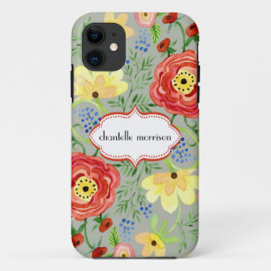 Funda Para iPhone 11 Soporte subió hoja floral moderna del ranúnculo de
