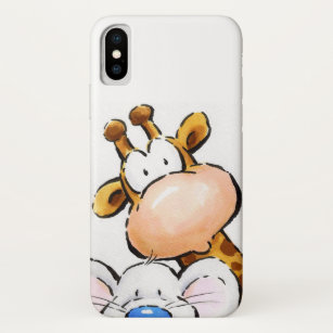 Funda Para iPhone X Sorprendente jirafa y ratón mullido