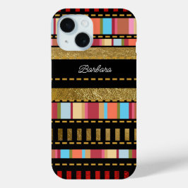 Funda Para iPhone 15 Sorprendente patrón rayado con su nombre