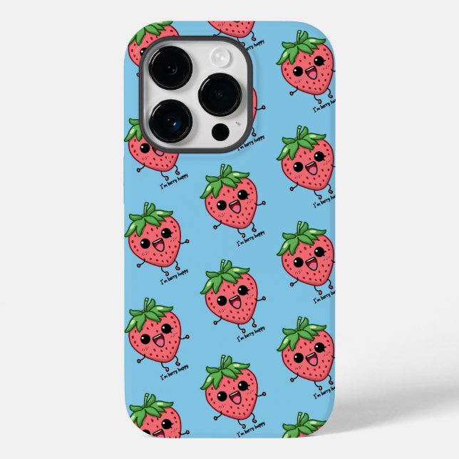 Funda De Case-Mate Para iPhone Soy Berry Happy lindo kawaii fresa saltando (Reverso )