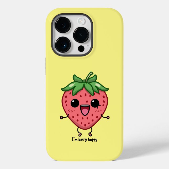 Funda De Case-Mate Para iPhone Soy Berry Happy lindo kawaii fresa saltando (Reverso )