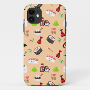 Funda Para iPhone 11 Soy enamorado lindo amarillo Kawaii Sushi