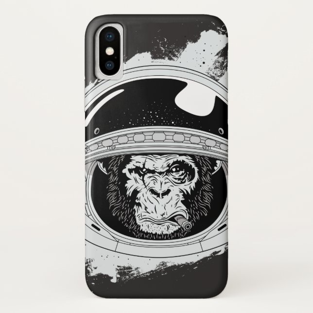 Funda De Case-Mate Para iPhone Spacemonkey Blanco y negro (Reverso)