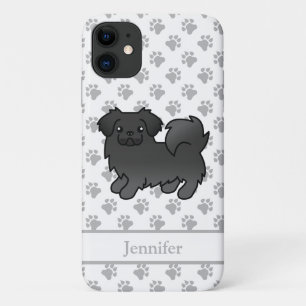 Funda Para iPhone 11 Spaniel Tibetano Negro Perro De Dibujos Animados L