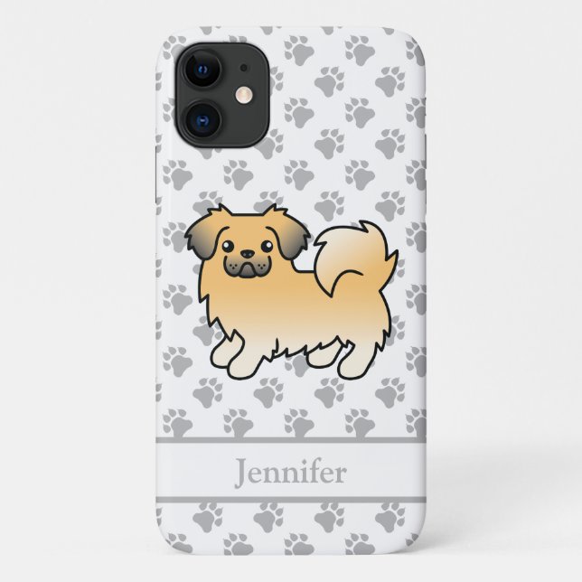Funda De Case-Mate Para iPhone Spaniel Tibetano Sable Cervatillo Perro De Dibujos (Reverso)