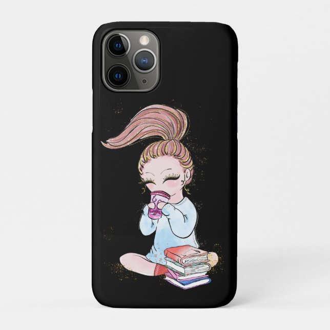 Funda De Case-Mate Para iPhone Sparkle Girly Coffee Books  (Reverso)