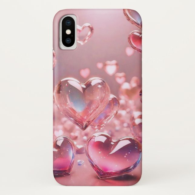 Funda De Case-Mate Para iPhone Sparkling Hearts: Estuche Crystal para iPhone (Reverso)