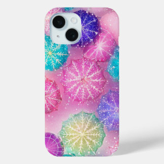 Funda Para iPhone 15 Sparkling Pastel Snowflake