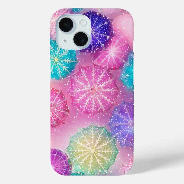 Funda De Case-Mate Para iPhone Sparkling Pastel Snowflake (Reverso )