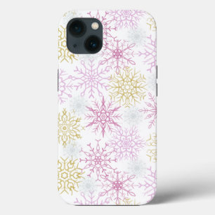 Funda Para iPhone 13 Sparkling Pink Snowflakes