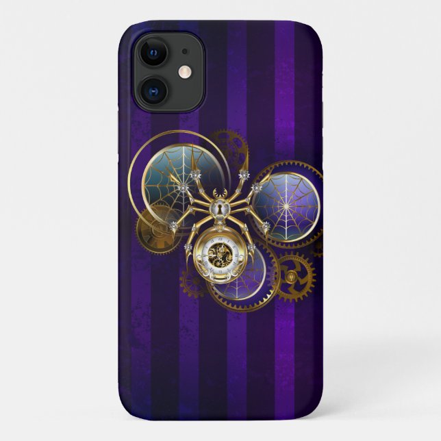 Funda De Case-Mate Para iPhone Spider Steampunk sobre fondo morado (Reverso)