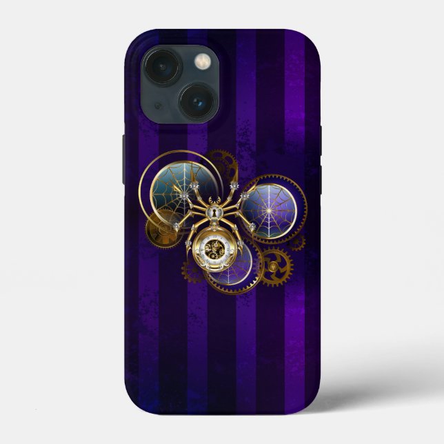 Funda De Case-Mate Para iPhone Spider Steampunk sobre fondo morado (Reverso )