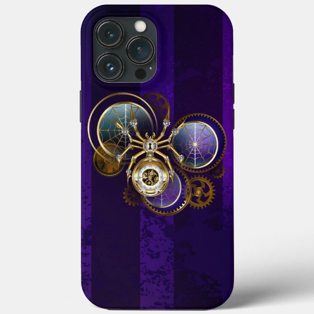 Funda De Case-Mate Para iPhone Spider Steampunk sobre fondo morado (Reverso )