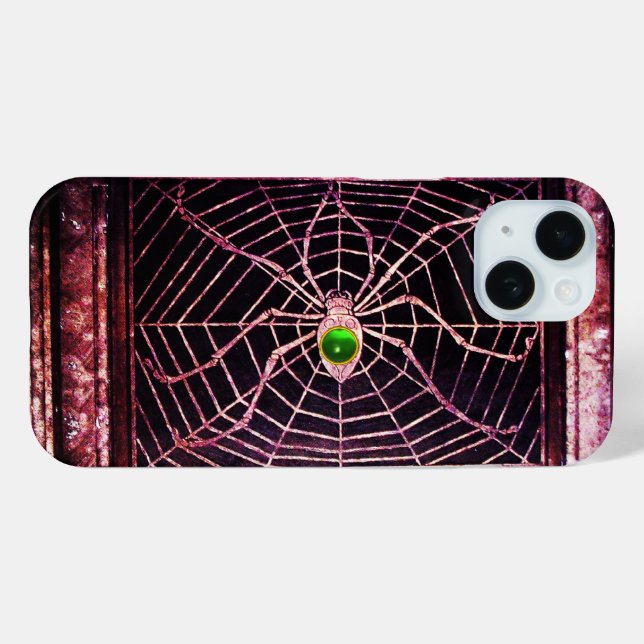 Funda De Case-Mate Para iPhone SPIDER Y WEB Green Emerald Gem Black (Reverso (Horizontal) )