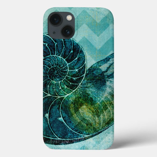 Funda De Case-Mate Para iPhone Spiral Turquoise Conch Shell (Reverso)