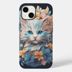 Funda Para iPhone 14 De Case-Mate Splash de gato floral de color de agua