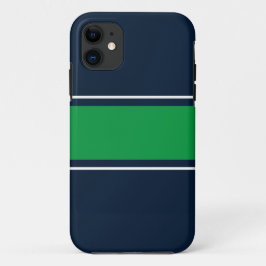 Funda Para iPhone 11 Sporty Green White Carreras Stripes En Azul Naval