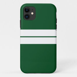 Funda Para iPhone 11 Sporty Twin White Carreras Stripes En Forest Green