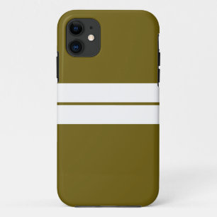 Funda Para iPhone 11 Sporty Twin White Carreras Stripes Olive Backgroun