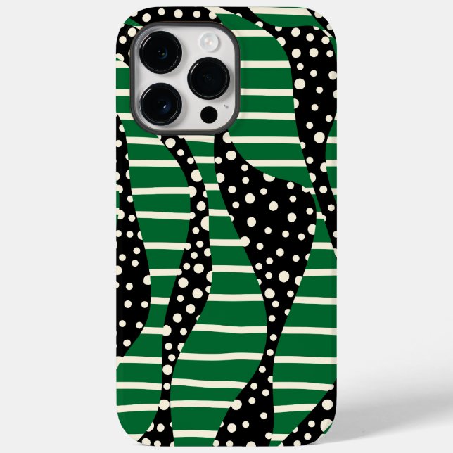 Funda De Case-Mate Para iPhone Spots and Stripes 2 - Verde, crema y negro (Reverso )