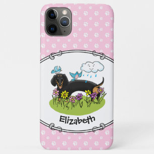 Funda Para iPhone 11 Pro Max Spring Dachshund (negro y marrón) Perro lindo