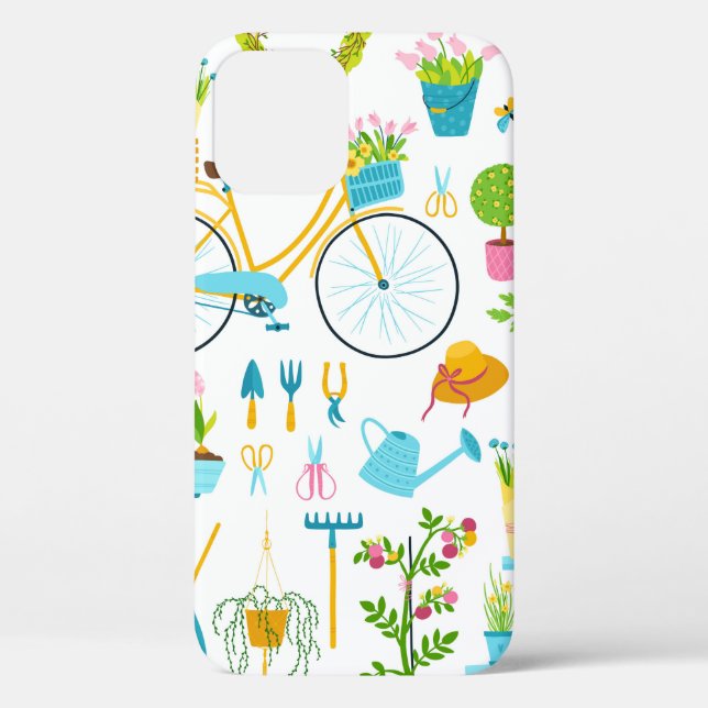 Funda De Case-Mate Para iPhone Spring seamless pattern in simple hand-drawn carto (Reverso )
