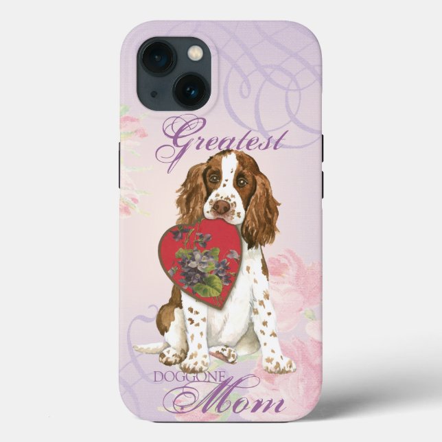 Funda De Case-Mate Para iPhone Springer Spaniel Heart Mom (Reverso )