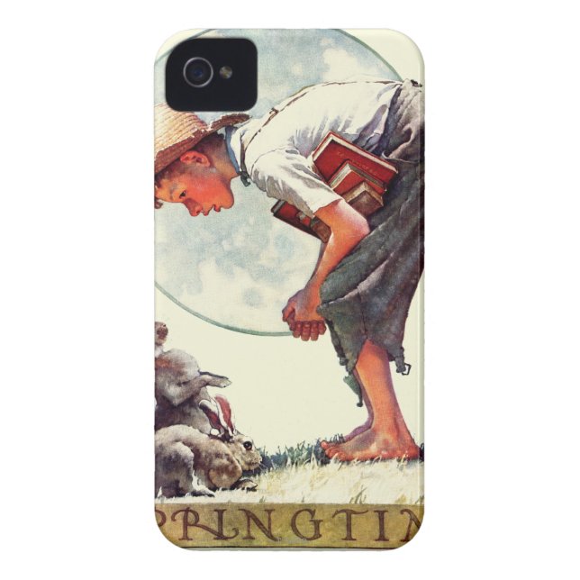 Funda De Case-Mate Para iPhone Springtime, muchacho 1935 con el conejito (Atrás)
