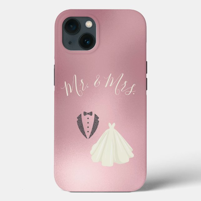 Funda De Case-Mate Para iPhone Sr. Bride Groom Boda Metálico Rosa (Reverso )