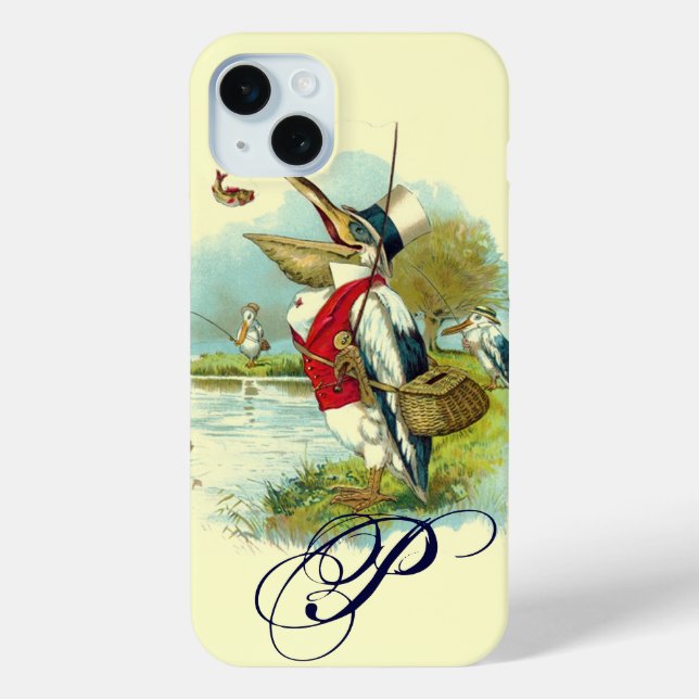 Funda De Case-Mate Para iPhone SR. PELICAN FISHING MONOGRAM, crema (Reverso )