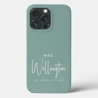 Sra. Script Green Personalizado Novia Nombre de nu