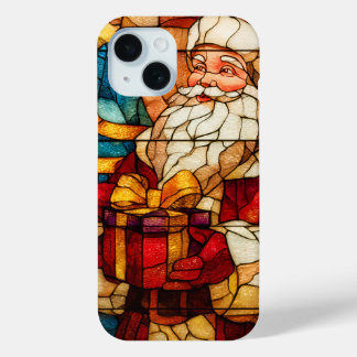 Funda Para iPhone 15 Stained Glass Santa