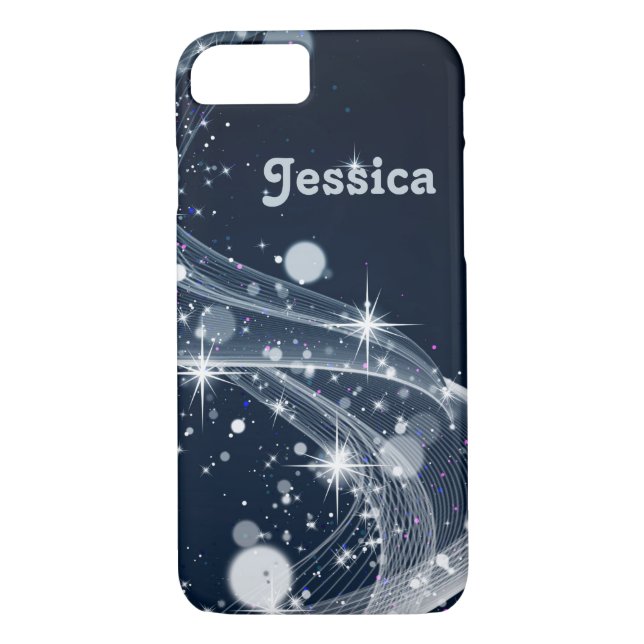 Funda De Case-Mate Para iPhone Star Swirls y nombre personalizado (Reverso)