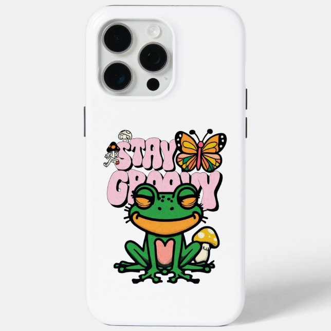 Funda De Case-Mate Para iPhone Stay Groovy Frog Vibes (Reverso )