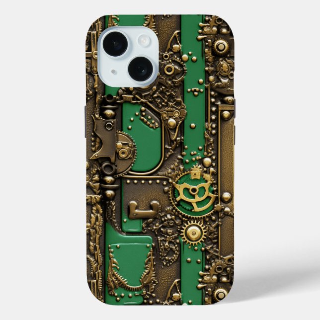 Funda De Case-Mate Para iPhone Steampunk Book Industrial Green (Reverso )