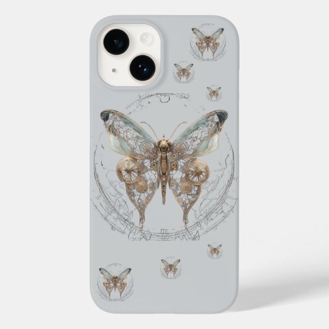 Funda De Case-Mate Para iPhone Steampunk Butterfly Shirt  (Reverso )