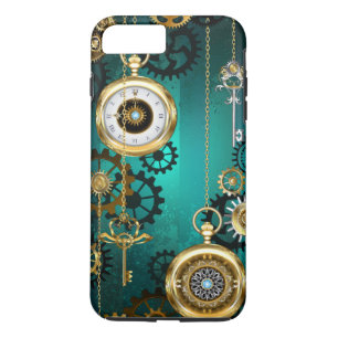Funda Para iPhone 8 Plus/7 Plus Steampunk Jewelry Watch sobre un fondo verde