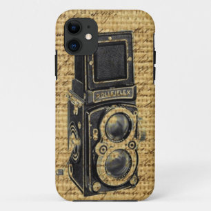 Funda Para iPhone 11 steampunk vintage scripts burlap antigua cámara